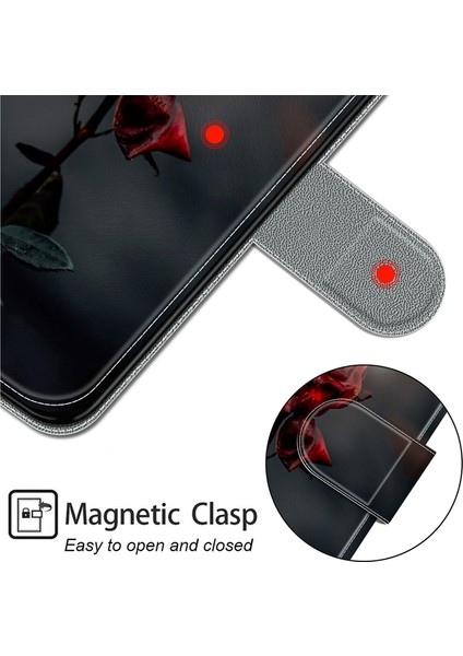 Xiaomi Redmi 12C 4g Için Desen Baskılı Deri Kapak, Stant ile Anti-Damla Telefon Kasası, Kayış Ateşi Gülü (Yurt Dışından) fiyatları