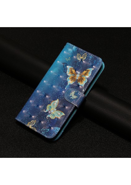 Xiaomi Için Poco X5 Pro 5g/redmi Note 12 Pro Hız 5g/not 12 Pro 5g 3D Desen Baskı Telefon Kılıfı Pu Deri Cüzdan Stand Anti-Drop Kapak-Mavi Altın Kelebekler (Yurt Dışından) fırsatları