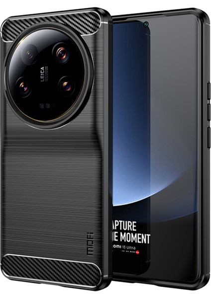 Xiaomi 13 Ultra Yumuşak Tpu Telefon Kılıfı Karbon Fiber Fırçalanmış Geri Kapak Black (Yurt Dışından)