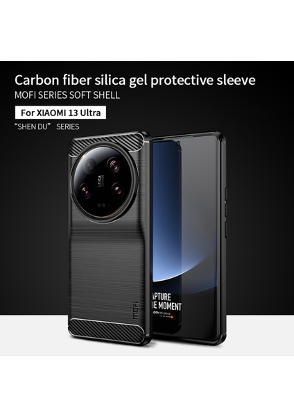 Xiaomi 13 Ultra Yumuşak Tpu Telefon Kılıfı Karbon Fiber Fırçalanmış Geri Kapak Black (Yurt Dışından) modelleri