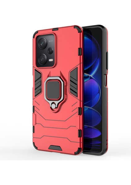 Xiaomi Redmi Için Note 12 Pro 5g/note 12 Pro Speed ​​5g/poco X5 Pro 5g Ring Kickstand Telefon Damla Geçirmez Kılıf Pc+Tpu Koruyucu Arka Kapak Kırmızısı (Yurt Dışından)
