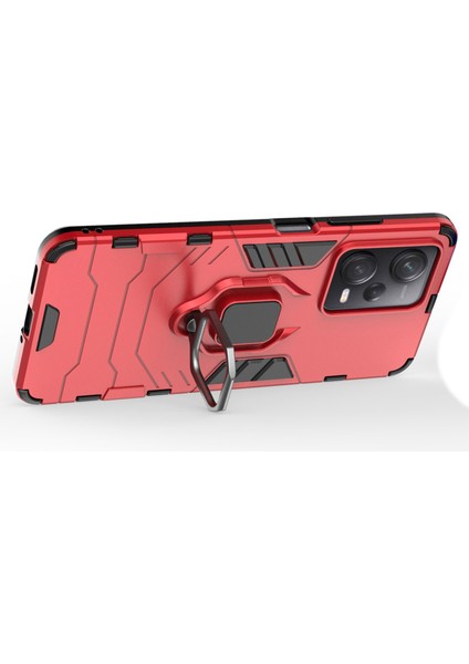 Xiaomi Redmi Için Note 12 Pro 5g/note 12 Pro Speed ​​5g/poco X5 Pro 5g Ring Kickstand Telefon Damla Geçirmez Kılıf Pc+Tpu Koruyucu Arka Kapak Kırmızısı (Yurt Dışından) modelleri