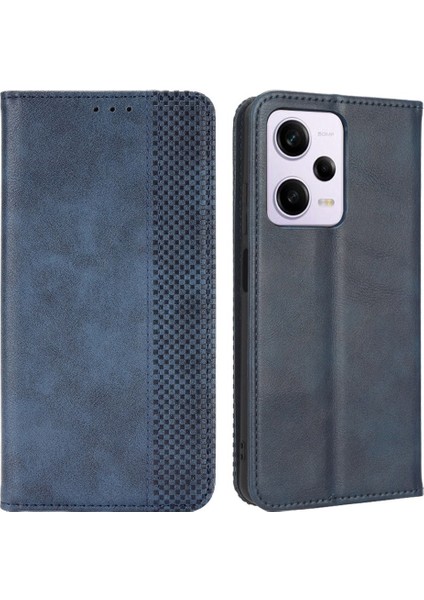 Xiaomi Redmi Için Note 12 Pro 5g/note 12 Pro Speed ​​5g/poco X5 Pro 5g Pu Deri Manyetik Retro Doku Telefon Kılıf Cüzdan Stand Baskılı Desen Anti-Çizelge Cep Telefonu Kapak-Mavi (Yurt Dışından)