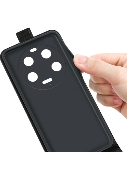 Xiaomi 13 Ultra Çılgın At Doku Dikey Flip Telefon Kapak Black Için Kart Tutucu Deri Telefon Kılıfı (Yurt Dışından) fırsatları