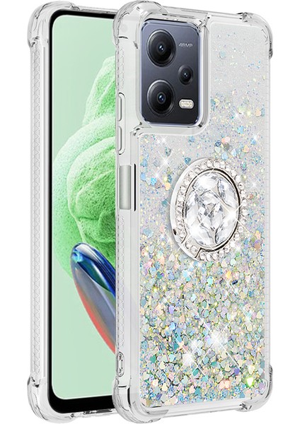 Xiaomi Redmi Için Note 12 5g (Global)/(Hindistan)/(Çin)/poco X5 5g Yüzük Kickstand Yumuşak Tpu Kasa Kapak Silver/kalpler (Yurt Dışından)
