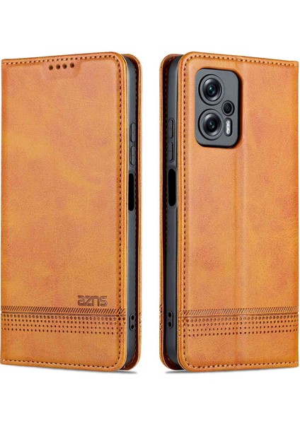 Xiaomi Redmi Için Note 11T Pro 5g/not 11T Pro+ 5g/poco X4 Gt 5g/redmi K50I 5g Pu Deri Deri Stand Cüzdan Kılıfı Manyetik Kapatma Telefon Kapak-Kahverengi (Yurt Dışından)