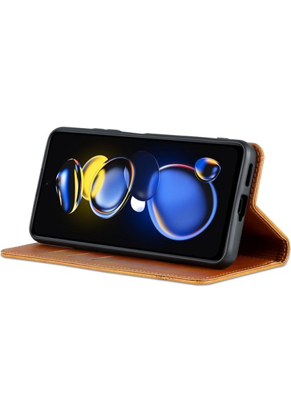 Xiaomi Redmi Için Note 11T Pro 5g/not 11T Pro+ 5g/poco X4 Gt 5g/redmi K50I 5g Pu Deri Deri Stand Cüzdan Kılıfı Manyetik Kapatma Telefon Kapak-Kahverengi (Yurt Dışından)
