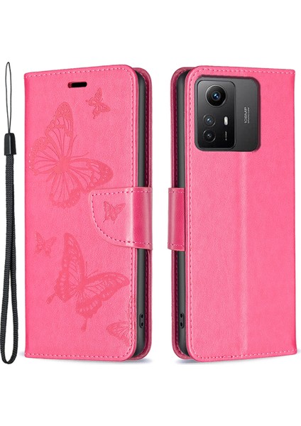 Xiaomi Için Redmi Note 12S 4g Stand Cüzdan Telefon Kılıfı Kelebek Baskılı Deri Flip Kapak Strap-Rose ile (Yurt Dışından)