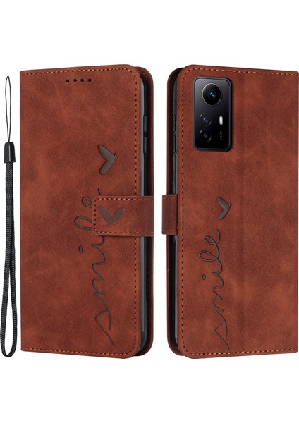 Xiaomi Için Redmi Note 12S 4g Deri Telefon Kılıfı Stand Baskılı Kalp Cüzdan Cilt Touch Cover-Brown (Yurt Dışından)