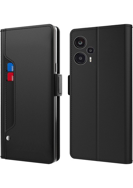 Xiaomi Redmi Için Note 12 Turbo/poco F5 5g Deri Kılıf Tasarım Stand Standı Kart Tutucu Telefon Kapak Black (Yurt Dışından)