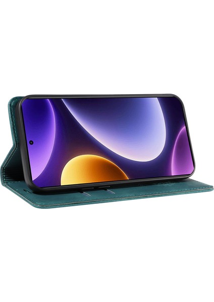Xiaomi Için Rfıd Engelleme Kabuğu Redmi Not 12 Turbo/poco F5 5g Telefon Cüzdan Kılıfı Deri Deri Stand Kapak Yeşili (Yurt Dışından) modelleri