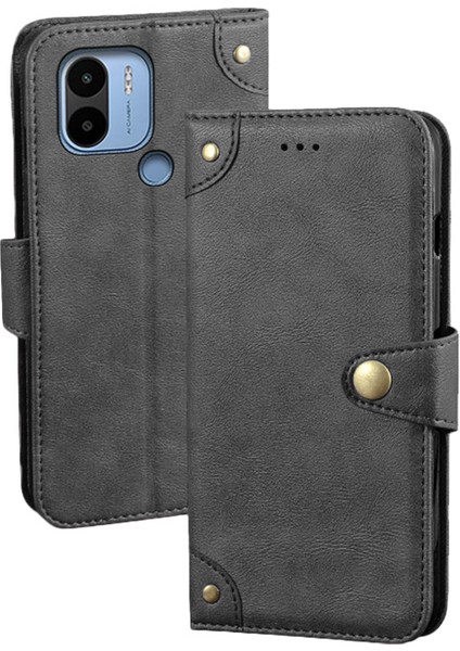 Xiaomi A1+ 4g/poco C50 4g/a2+ 4g Iyi Korumalı Ince Doku Tpu+ Pu Deri Cüzdan Telefonu Çevirme Kasa Cep Telefonu Standı Kapak-Siyah (Yurt Dışından)