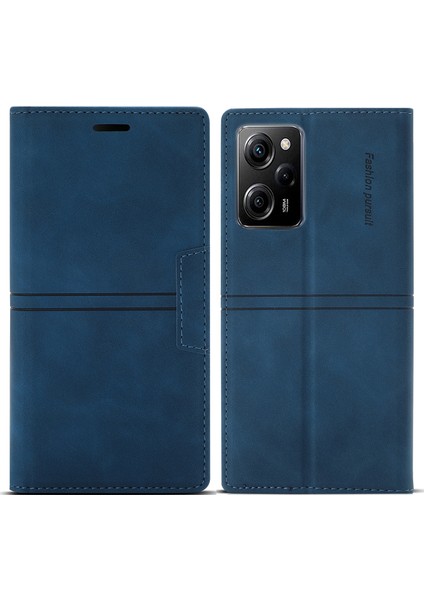 Xiaomi Poco X5 Pro 5g/redmi Için Note 12 Pro Speed ​​5g/not 12 Pro 5g Cüzdan Telefon Kılıfı Koruyucu Pu Deri Flip Kapak Mavisi (Yurt Dışından)