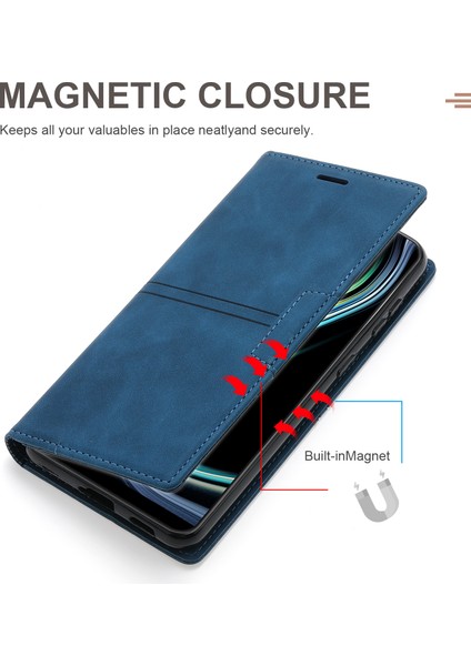 Xiaomi Poco X5 Pro 5g/redmi Için Note 12 Pro Speed ​​5g/not 12 Pro 5g Cüzdan Telefon Kılıfı Koruyucu Pu Deri Flip Kapak Mavisi (Yurt Dışından)