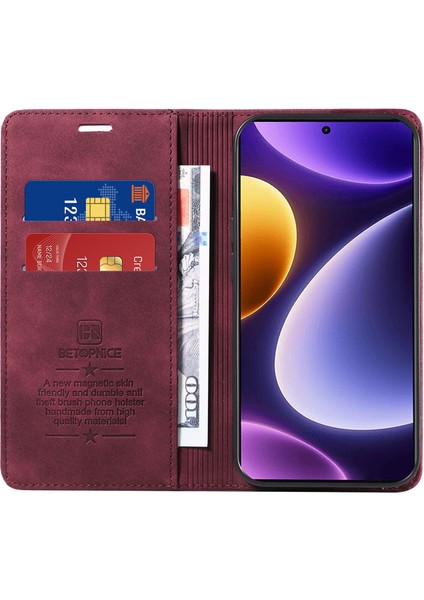 Xiaomi Için Rfıd Engelleme Kabuğu Redmi Not 12 Turbo/poco F5 5g Telefon Cüzdan Kılıf Deri Deri Stand Kapak Kırmızı (Yurt Dışından) fiyatları