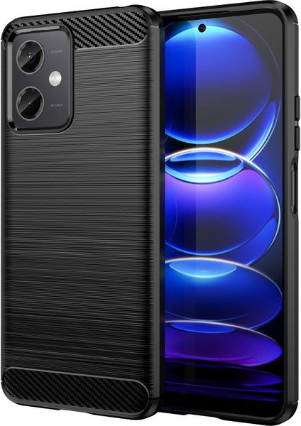 Xiaomi Redmi Için Note 12 5g (Global)/(Hindistan)/(Çin)/poco X5 5g Arka Kabuk, Karbon Fiber Doku Tpu Koruyucu Telefon Kapağı Fırçalanmış Cep Telefonu Kasa-Siyah (Yurt Dışından)