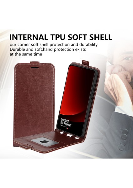 Kart Tutucu Deri Telefon Kılıfı Xiaomi 13 Ultra Çılgın At Doku Dikey Flip Telefon Kapak Kılıfı (Yurt Dışından) fırsatları