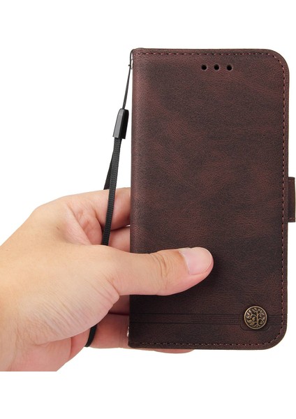 Xiaomi Redmi Için Note 12 5g (Global)/(Hindistan)/(Çin)/poco X5 5g Pu Deri Telefon Kılıfı Baskalı Çizgiler Cilt Touch Stand Cüzdan Folio Cover-Brown (Yurt Dışından)
