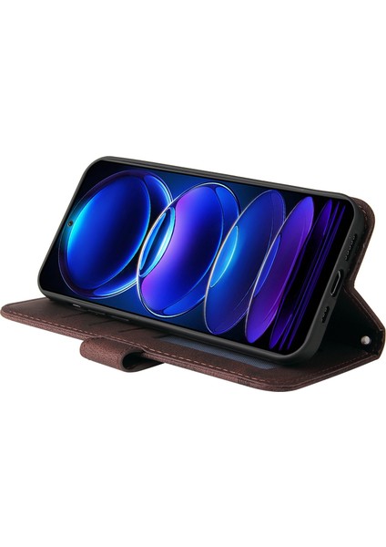 Xiaomi Redmi Için Note 12 5g (Global)/(Hindistan)/(Çin)/poco X5 5g Pu Deri Telefon Kılıfı Baskalı Çizgiler Cilt Touch Stand Cüzdan Folio Cover-Brown (Yurt Dışından)