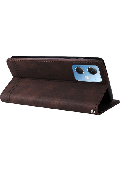 Xiaomi Redmi Için Note 12 5g (Global)/(Hindistan)/(Çin)/poco X5 5g Pu Deri Telefon Kılıfı Baskalı Çizgiler Cilt Touch Stand Cüzdan Folio Cover-Brown (Yurt Dışından)