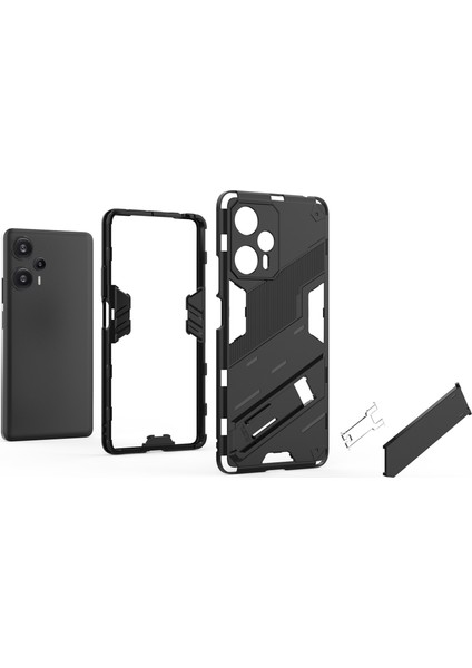 Xiaomi Redmi Için Note 12 Turbo/poco F5 5g Sabit Pc+Esnek Tpu Telefon Kılıfı Kickstand Şok Geçirmez Kapak-Dark Mavi (Yurt Dışından)