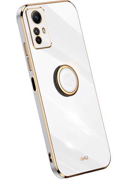 Xiaomi Redmi Için Xinli Not 12S 4g Yüzük Kickstand Tpu Telefon Kapağı Elektrumanlı Telefon Kılıfı-Beyaz (Yurt Dışından)