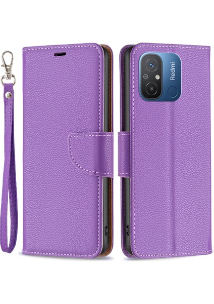 Xiaomi Için Cüzdan Kılıfı Redmi 12C 4g Pu Deri Telefon Kılıfı Düz ​​renk Stand Mobil Telefon Kapak-Moral (Yurt Dışından)