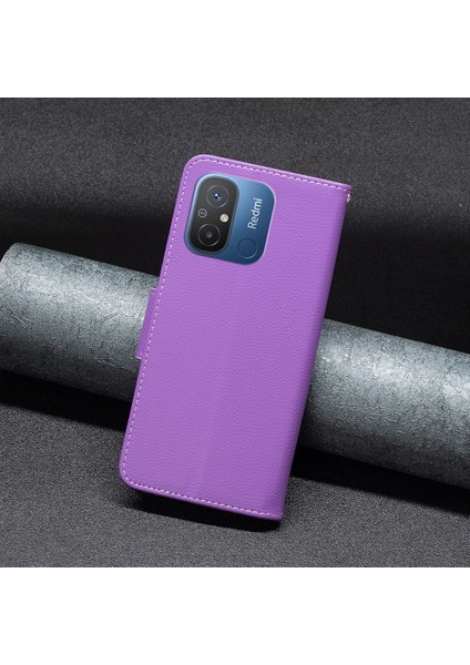 Xiaomi Için Cüzdan Kılıfı Redmi 12C 4g Pu Deri Telefon Kılıfı Düz ​​renk Stand Mobil Telefon Kapak-Moral (Yurt Dışından)