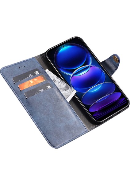 Xiaomi Redmi Için Note 12 Pro 5g/note 12 Pro Speed ​​5g/poco X5 Pro 5g Telefon Kılıfı Şok Geçirmez Ince Doku Tpu+Pu Deri Flip Cüzdan Kapak Stand-Blue (Yurt Dışından)