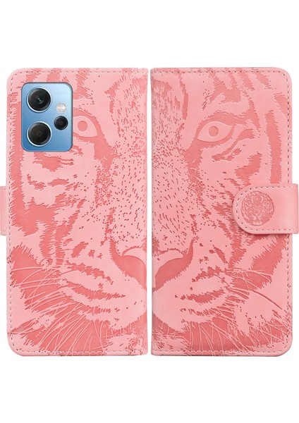 Xiaomi Redmi Için Note 12 4g Cüzdan Kılıfı Stand Tiger Baskılı Flip Folio Pu Deri Dergisi Telefon Kapak Pembe (Yurt Dışından)