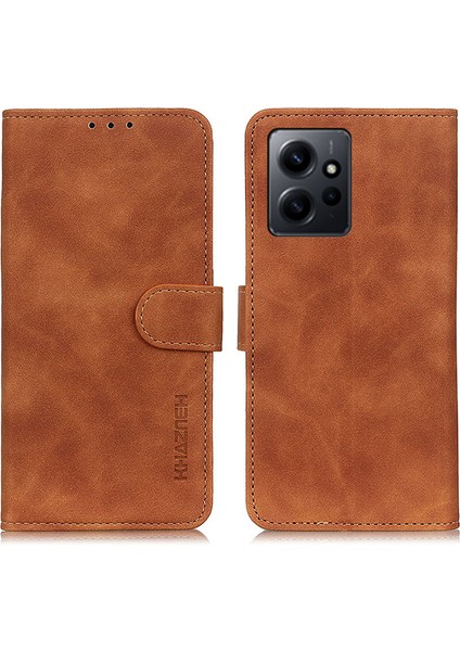 Xiaomi Için Khazneh Redmi Note 12 4g Stand Telefon Kılıfı Retro Doku Cüzdan Pu Deri Telefon Kapak-Kahverengi (Yurt Dışından)