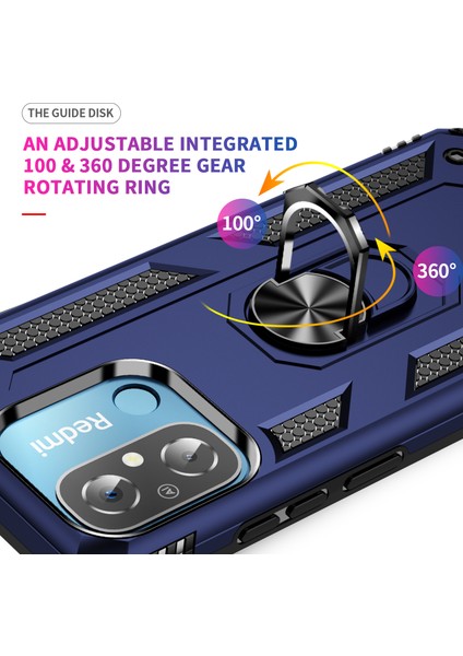 Xiaomi Redmi Için 12C 4g Telefon Kılıfı ile Ring Kickstand Şok Geçirmez Pc+Tpu Arka Kapak-Mavi (Yurt Dışından) modelleri