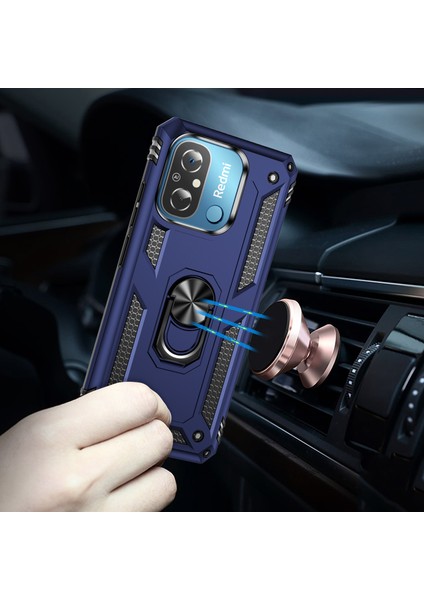 Xiaomi Redmi Için 12C 4g Telefon Kılıfı ile Ring Kickstand Şok Geçirmez Pc+Tpu Arka Kapak-Mavi (Yurt Dışından) fırsatları