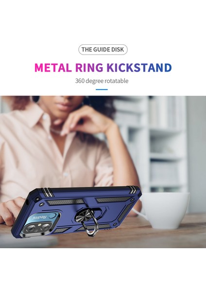 Xiaomi Redmi Için 12C 4g Telefon Kılıfı ile Ring Kickstand Şok Geçirmez Pc+Tpu Arka Kapak-Mavi (Yurt Dışından) indirimleri