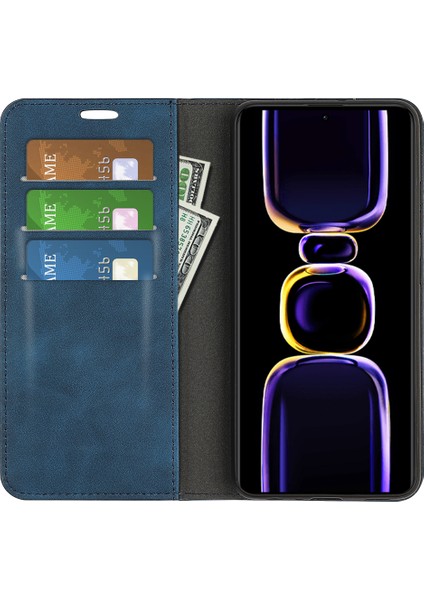 Xiaomi Için Poco F5 Pro 5g/redmi K60 Pro 5G/K60 5g Cilt Touch Hissed Hissedilen Manyetik Oto Ahmsorbed Cüzdan Pu Deri Flip Stand Telefon Kapak Mavisi (Yurt Dışından) fiyatları