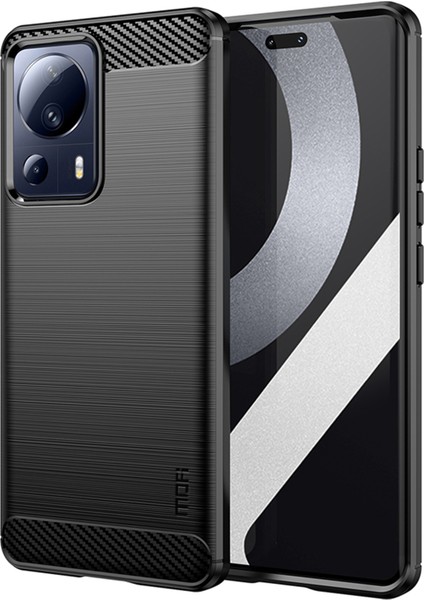 Xiaomi 13 Lite/civi 2 5g Karbon Fiber Fırçalanmış Akıllı Telefon Kasası Çizilmeye Dayanıklı Tpu Telefon Geri Kapak-Siyah (Yurt Dışından)