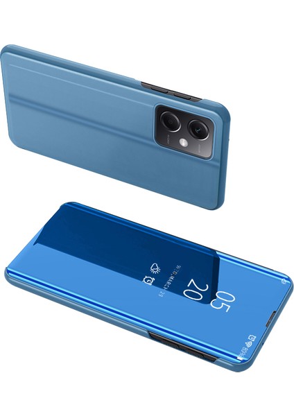 Xiaomi Poco X5 Pro 5g/redmi Için Note 12 Pro Hız 5g/not 12 Pro 5g Pencere Pu Deri Telefon Kılıfı Elektrokaplatma Ayna Yüzey Stand Kapak-Blue (Yurt Dışından)
