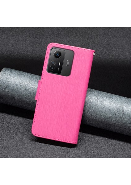 Xiaomi Redmi Için Flip Stand Telefon Kapağı Not 12S 4g, Cüzdan Pu Deri Litchi Doku Telefon Kılıfı Strap-Rose (Yurt Dışından)