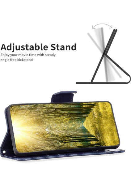 Xiaomi Redmi Için Şok Geçirmez Kılıf Not 12 Pro 5g/not 12 Pro Hız 5g/poco X5 Pro 5g Pu Deri Kapak Kelebek Baskılı Cüzdan Telefon Kılıfı Strap-Dark Mavi (Yurt Dışından)