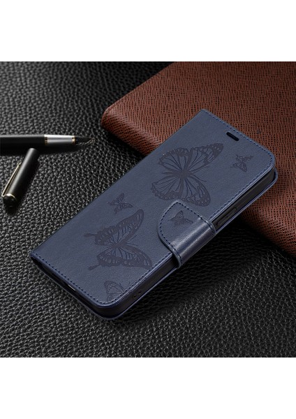 Xiaomi Redmi Için Şok Geçirmez Kılıf Not 12 Pro 5g/not 12 Pro Hız 5g/poco X5 Pro 5g Pu Deri Kapak Kelebek Baskılı Cüzdan Telefon Kılıfı Strap-Dark Mavi (Yurt Dışından)