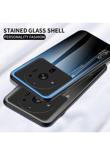 Xiaomi 12S Için Ultra 5g Anti-Damdan Tesisli Cam+Pc+Tpu Arka Kapak Şık Gradyan Renk Tasarım Cep Telefonu Vaka Sözcü Mavi Siyah (Yurt Dışından) fiyatları