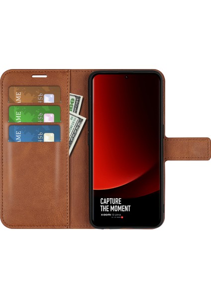 Xiaomi Için 13 Ultra Kare Manyetik Kapatma Buzağı Dokusu Stand Cüzdan Pu Deri Telefon Kahretsin Kahverengi (Yurt Dışından) fiyatları