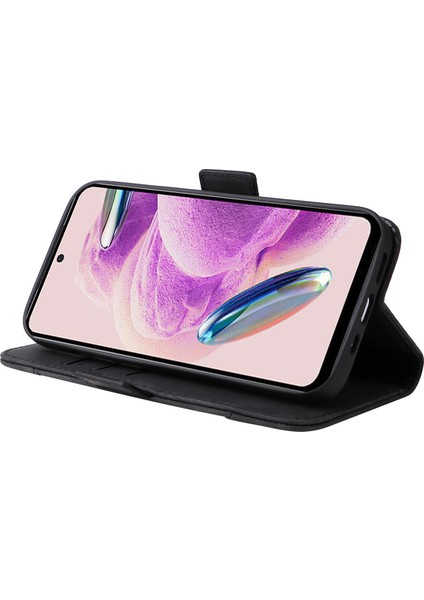 Xiaomi Için Redmi Note 12S 4g Cüzdan Telefon Kapağı Dikiş Baskılı Baskılı Anti Drop Pu Deri Kılıf Black (Yurt Dışından) modelleri