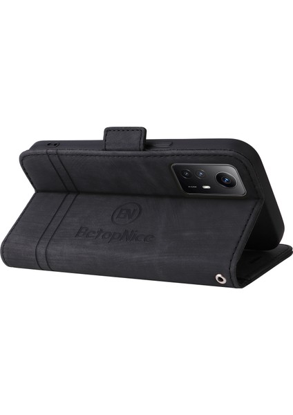 Xiaomi Için Redmi Note 12S 4g Cüzdan Telefon Kapağı Dikiş Baskılı Baskılı Anti Drop Pu Deri Kılıf Black (Yurt Dışından) fırsatları