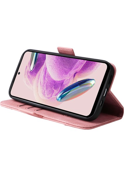 Xiaomi Için Redmi Note 12S 4g Cüzdan Telefon Kapağı Dikiş Baskılı Baskılı Anti Drop Pu Deri Kılıf Pembe (Yurt Dışından)