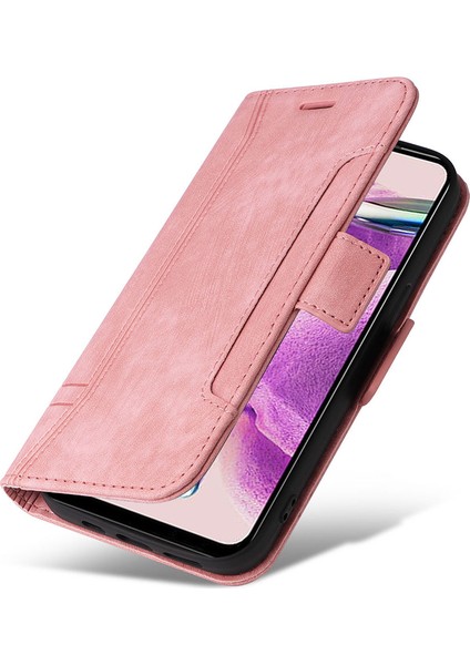 Xiaomi Için Redmi Note 12S 4g Cüzdan Telefon Kapağı Dikiş Baskılı Baskılı Anti Drop Pu Deri Kılıf Pembe (Yurt Dışından)