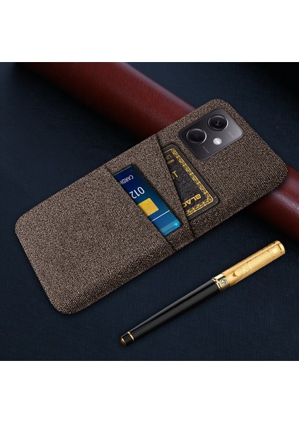 Xiaomi Redmi Için Note 12 5g (Global)/(Hindistan)/(Çin)/poco X5 5g Kaymaz Ince Telefon Kasası Kumaş Doku Telefon Arka Kapak Kartı Tutucu-Kahverengi (Yurt Dışından)