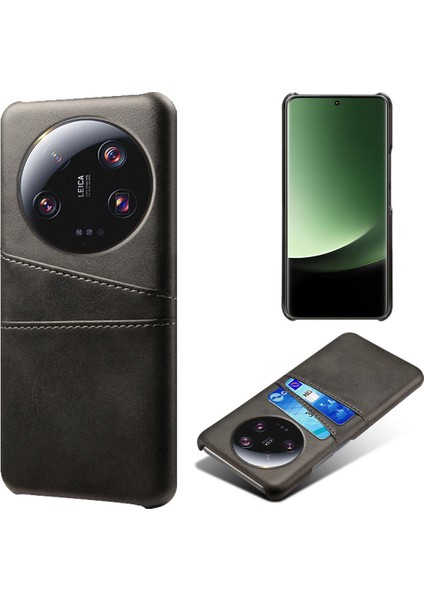 Xiaomi Için 13 Ultra Telefon Kapağı Ikili Kart Yuvaları Pu Deri Kapalı Sabit Pc Telefon Geri Koşul Black (Yurt Dışından)