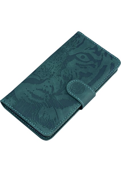 Xiaomi Redmi Için Note 12 4g Cüzdan Kılıfı Stand Tiger Baskı Flip Folio Pu Deri Telefon Kapak Yeşili (Yurt Dışından)