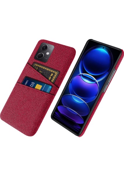 Xiaomi Redmi Için Note 12 5g (Global)/(Hindistan)/(Çin)/poco X5 5g Kaymaz Ince Telefon Kasa Bezi Doku Telefon Geri Kapak Kartı Tutucu-Kırmızı (Yurt Dışından)